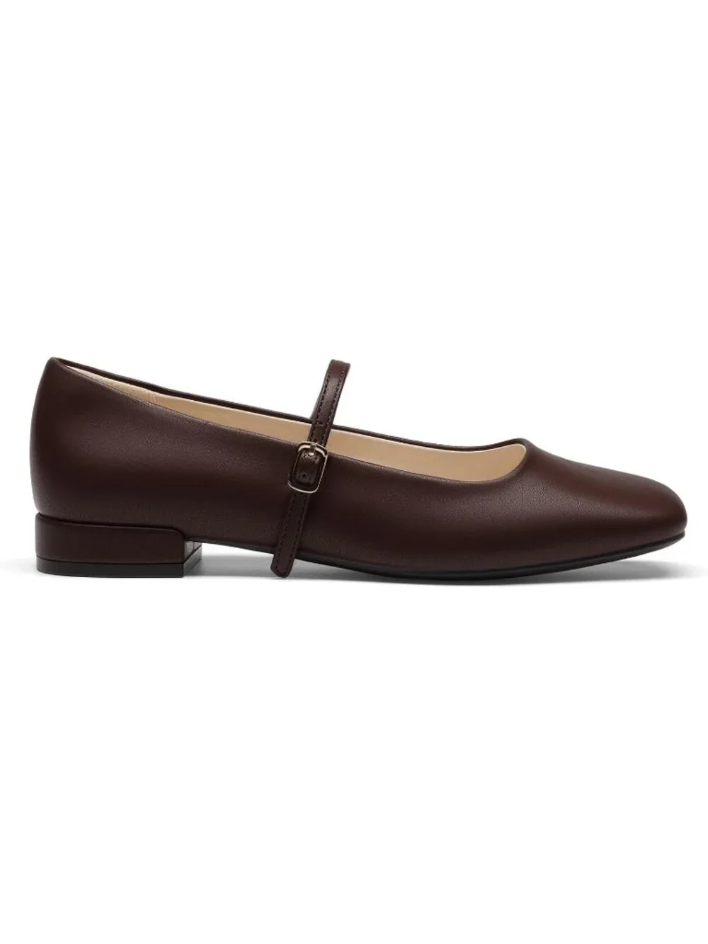 DREAM PAIRS Women's Brown Faux Leather Square Toe Buckle Flats Low Heel Shoes